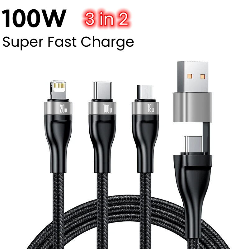 3 in 2 Super Fast Charge Max.100W, Fast Charging Light Indicator Soilphu