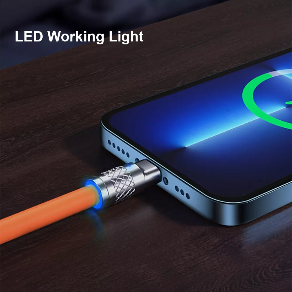 3 in 1 Super Charge Max.120W, LED Working Light, Linear Type 6ft Thick Silicone Orange Soilphu