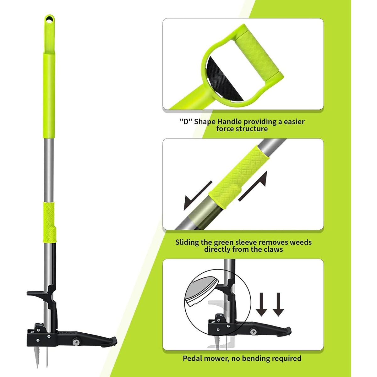 Stand Up Weeder Puller, 40-47inch Long Handle Weed Puller, Deluxe 4-Claws Weed Removal Weeding Tool - 2023 Upgraded Heavy Duty Steel Shaft Soilphu