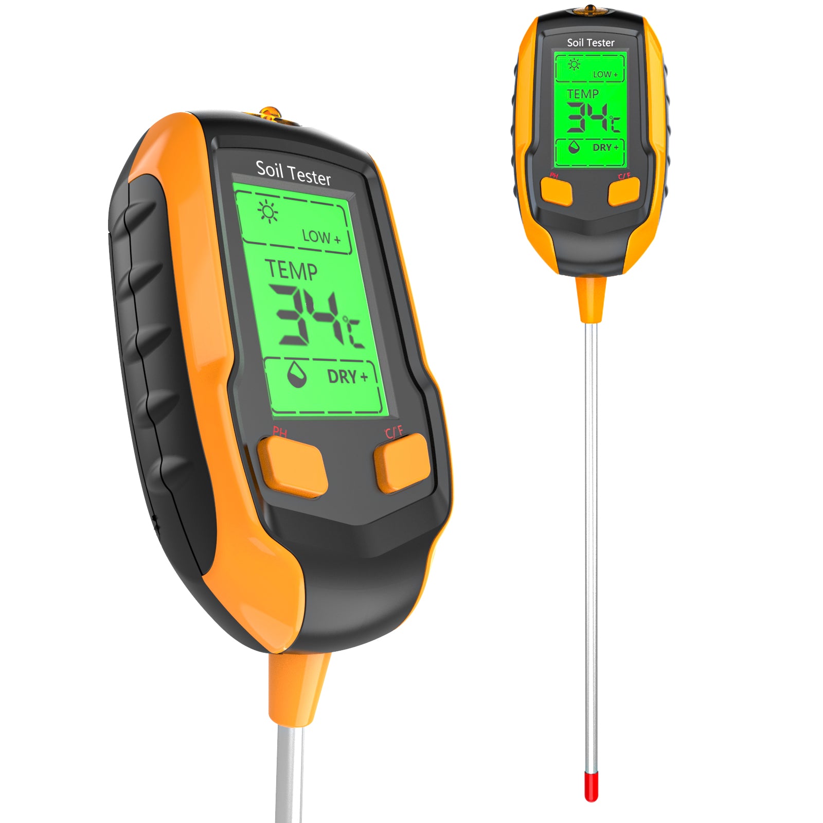 Soilphu Digital 4-in-1 Soil Test Meter, large LCD screen, probe accurately quick measure, battery power supply