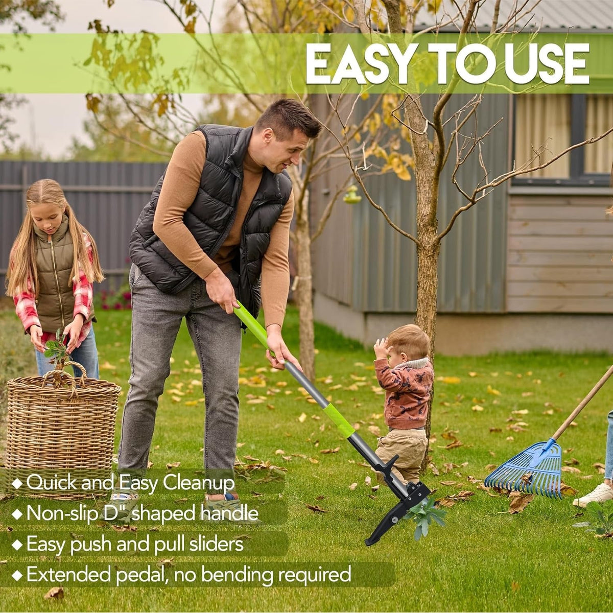 Stand Up Weeder Puller, 40-47inch Long Handle Weed Puller, Deluxe 4-Claws Weed Removal Weeding Tool - 2023 Upgraded Heavy Duty Steel Shaft Soilphu