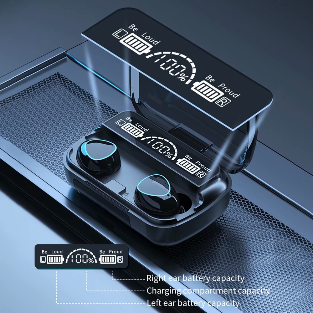 M10 Wireless Bluetooth Headphones, Noise Cancelling Over-Ear Headset with Hi-Fi Sound, Three Screen Display, Lagre Magnetic Charging Cabin Soilphu