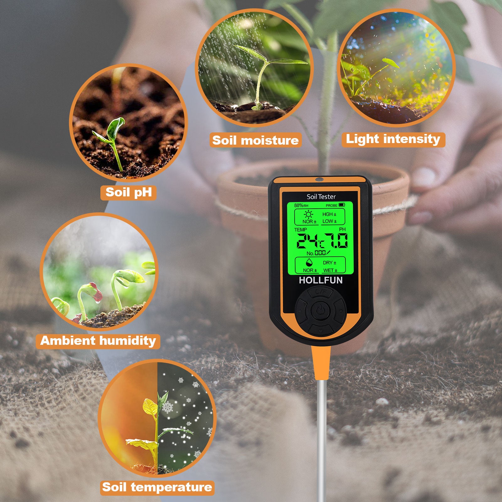 6 in 1 soil moisture meter functions