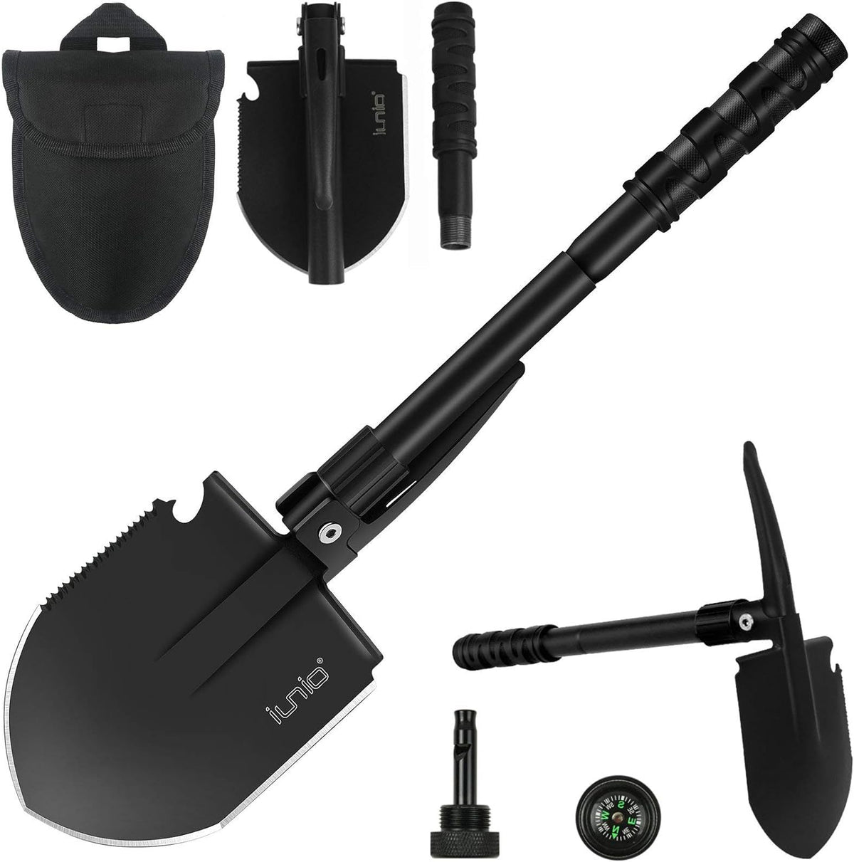 Camping Shovel,Shovel Folding, Portable, Multitool, Foldable Entrenching Tool, Collapsible Spade, for Backpacking, Trenching, Hiking, Survival, Car Emergency (Basic E-Tool) Soilphu