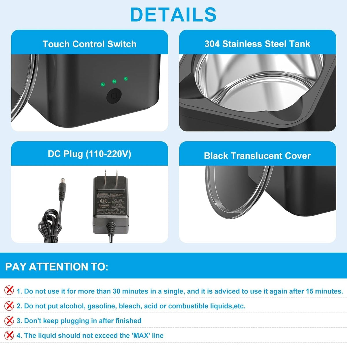 Ultrasonic Retainer Cleaner Machine, 42-45kHz Ultra Sonic Cleaning Pod for Mouth Guard Denture, 190ml Professional Ultrasonic Jewelry Cleaner Soilphu