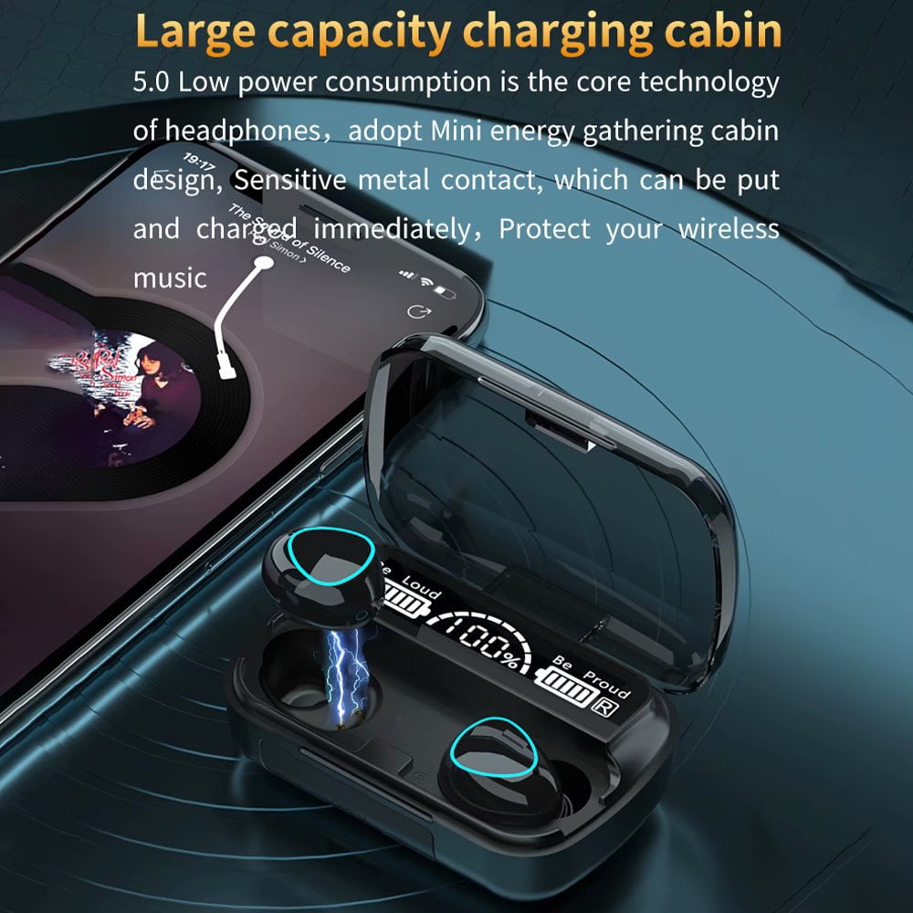 M10 Wireless Bluetooth Headphones, Noise Cancelling Over-Ear Headset with Hi-Fi Sound, Three Screen Display, Lagre Magnetic Charging Cabin Soilphu