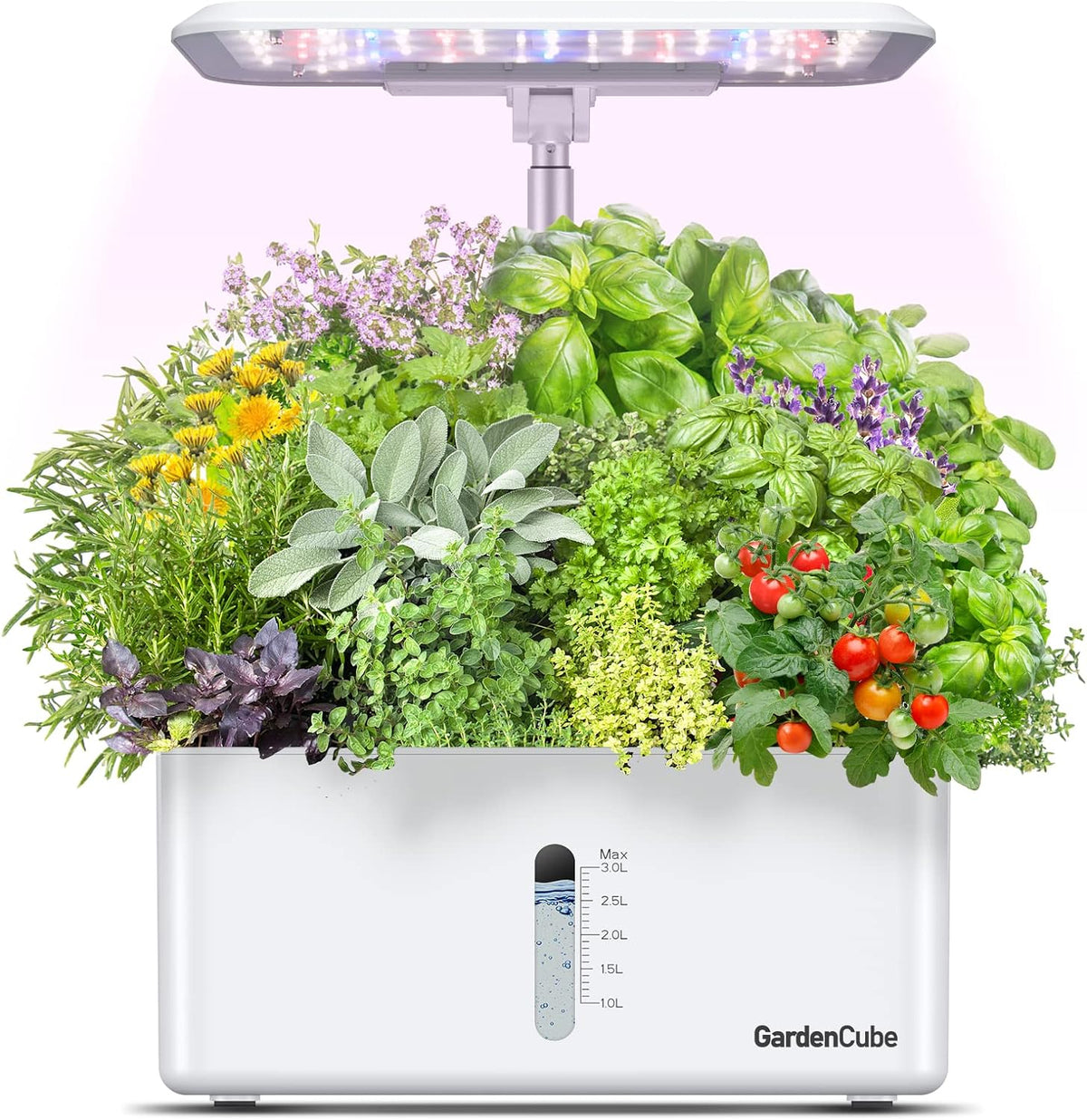 Hydroponics Growing System Garden: 8 Pods Indoor Herb Garden with Grow Light Plants Germination Kit Quiet Automatic Hydroponic Height Adjustable - Gardening Gifts for Women Kitchen White Soilphu