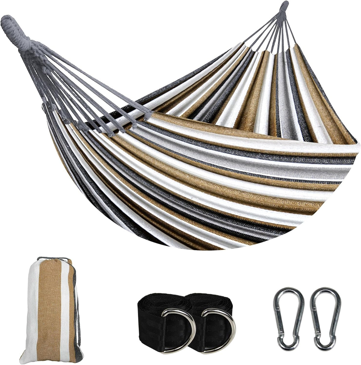 SOILPHU Double Hammock,Cotton Hammock Portable Hammock with Carry Bag,Perfect Camping Outdoor/Indoor Patio Backyard, Green Soilphu