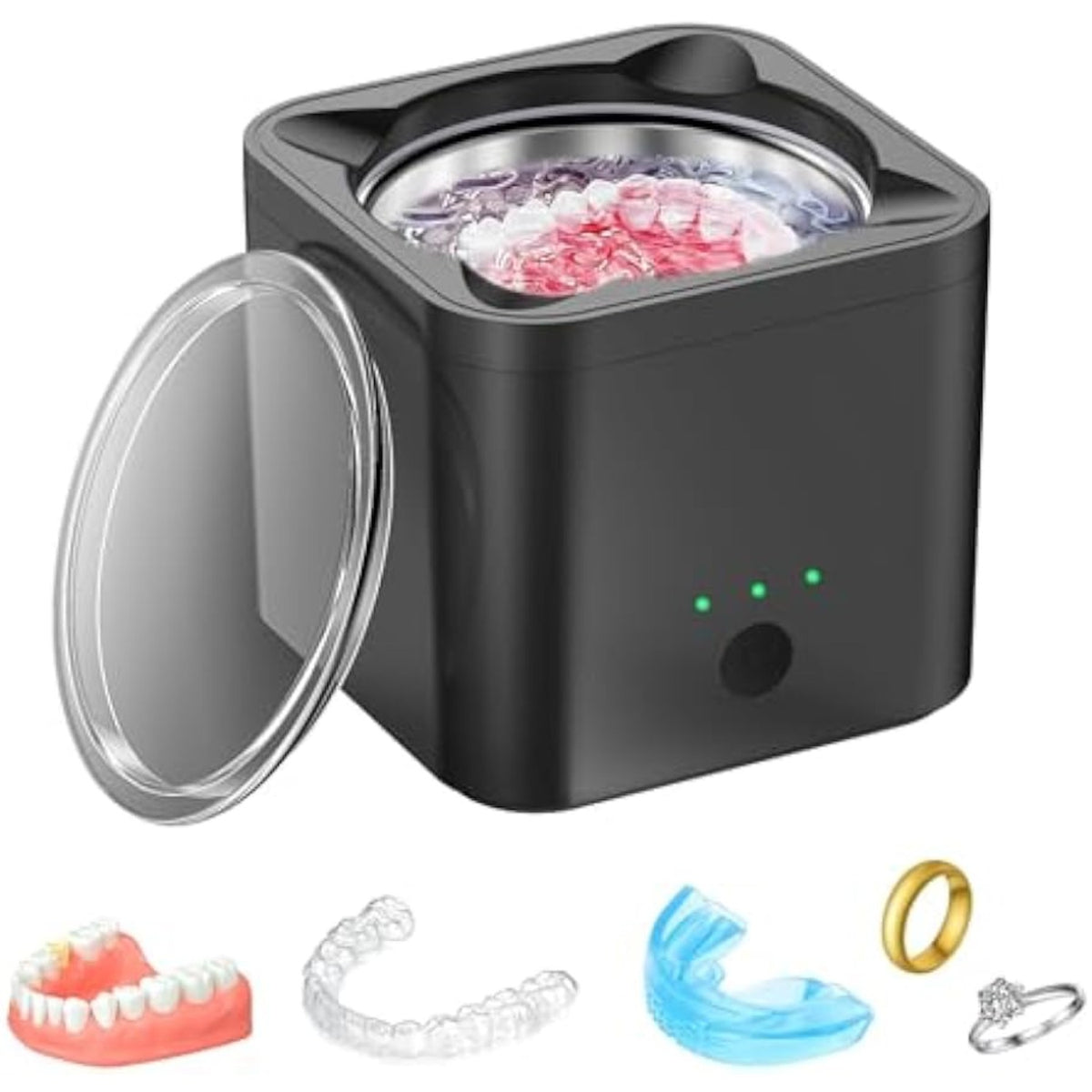 Ultrasonic Retainer Cleaner Machine, 42-45kHz Ultra Sonic Cleaning Pod for Mouth Guard Denture, 190ml Professional Ultrasonic Jewelry Cleaner