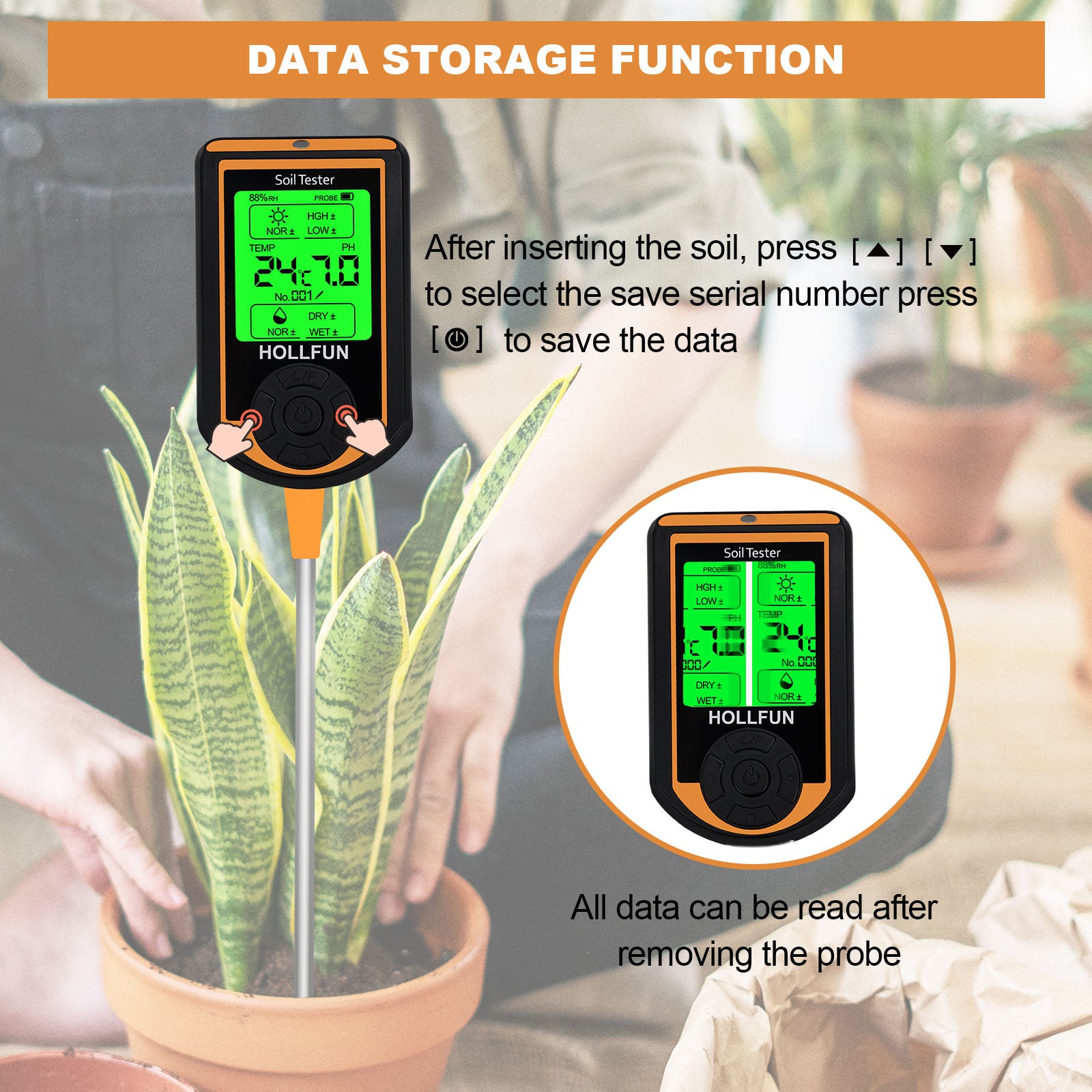 Soil tester data storage function 2