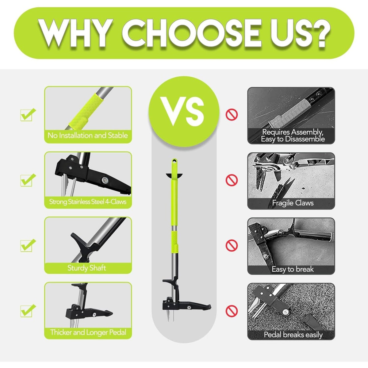 Stand Up Weeder Puller, 40-47inch Long Handle Weed Puller, Deluxe 4-Claws Weed Removal Weeding Tool - 2023 Upgraded Heavy Duty Steel Shaft Soilphu