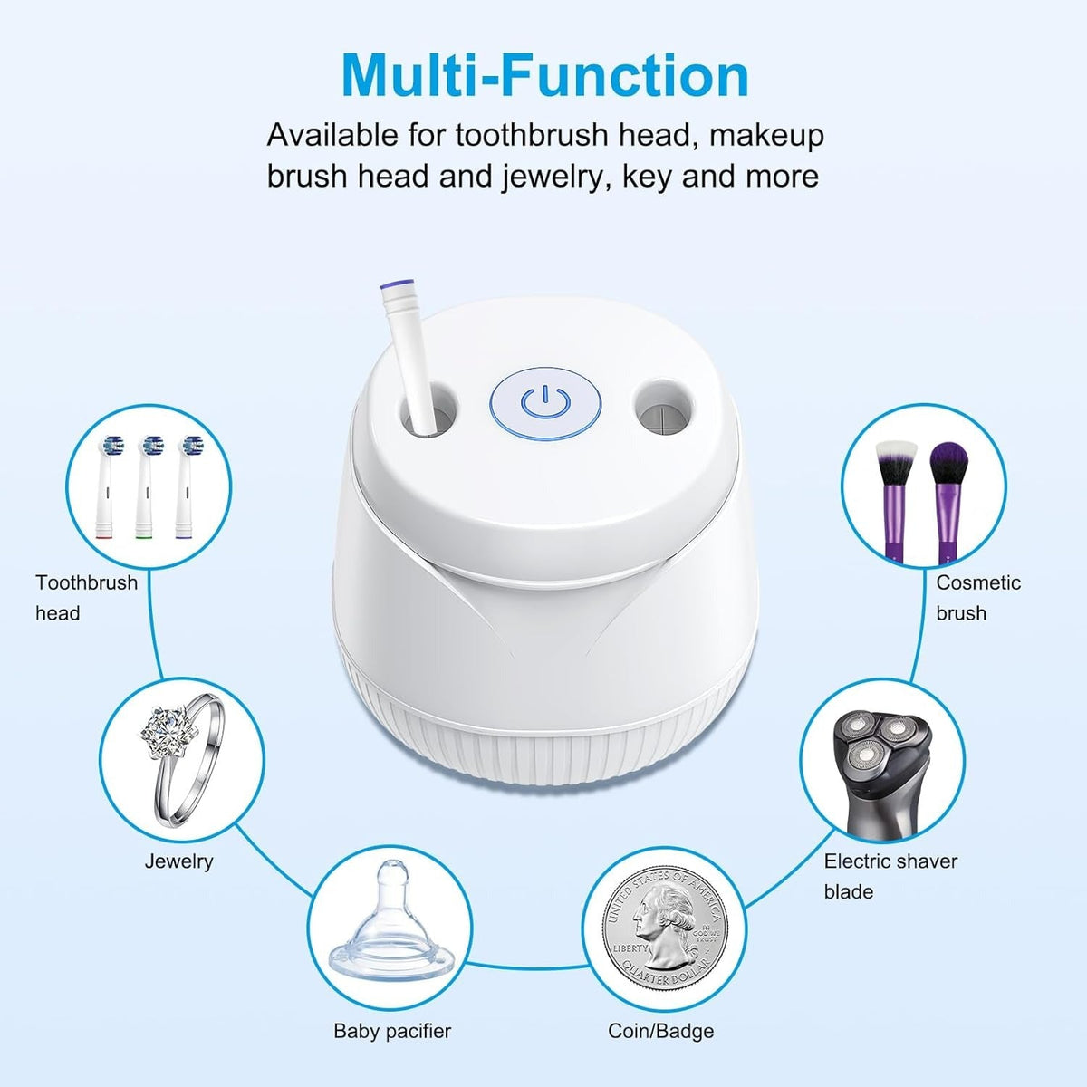 Ultrasonic UV Retainer Cleaner Machine - 45kHz Ultrasonic Cleaner for Dentures, Aligner, Mouth Guard, Whitening Trays, Toothbrush Head, Ultrasonic Cleaning for Jewelry, Diamonds Soilphu