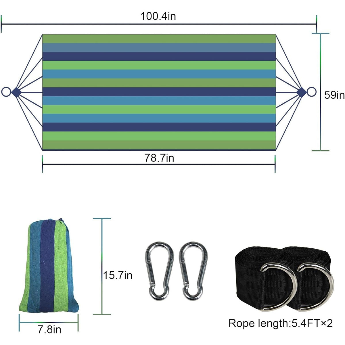 SOILPHU Double Hammock,Cotton Hammock Portable Hammock with Carry Bag,Perfect Camping Outdoor/Indoor Patio Backyard, Green Soilphu