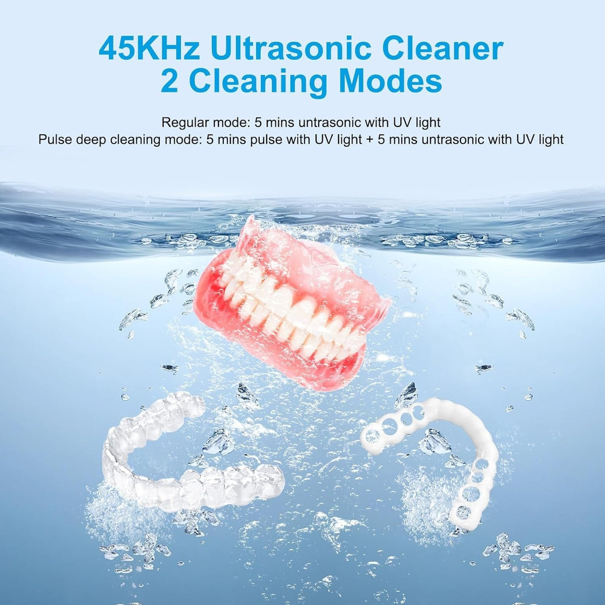 Ultrasonic UV Retainer Cleaner Machine - 45kHz Ultrasonic Cleaner for Dentures, Aligner, Mouth Guard, Whitening Trays, Toothbrush Head, Ultrasonic Cleaning for Jewelry, Diamonds Soilphu