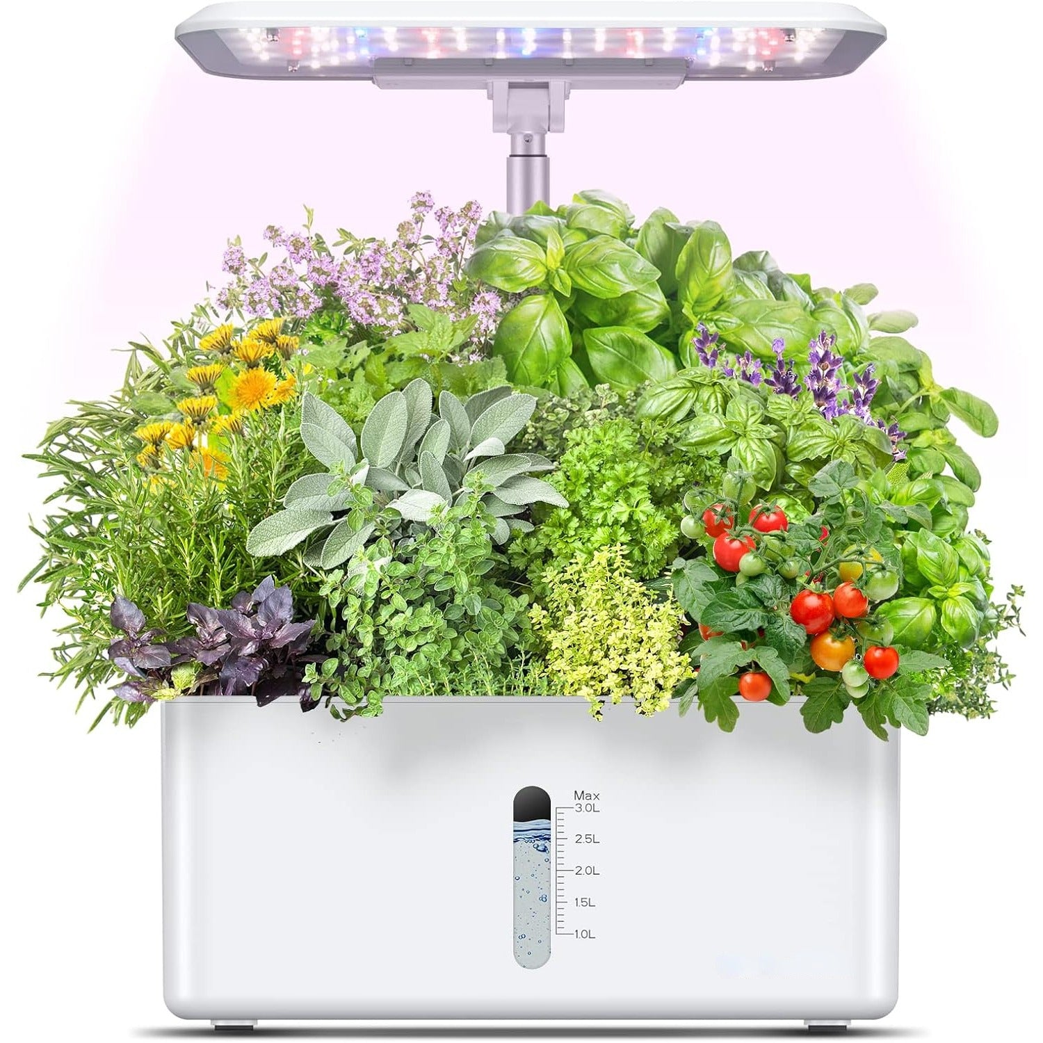 Hydroponics Growing System Garden: 8 Pods Indoor Herb Garden with Grow Light Plants Germination Kit Quiet Automatic Hydroponic Height Adjustable - Gardening Gifts for Women Kitchen White