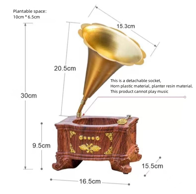 European Style Old Fashioned Phonograph Flower Pot