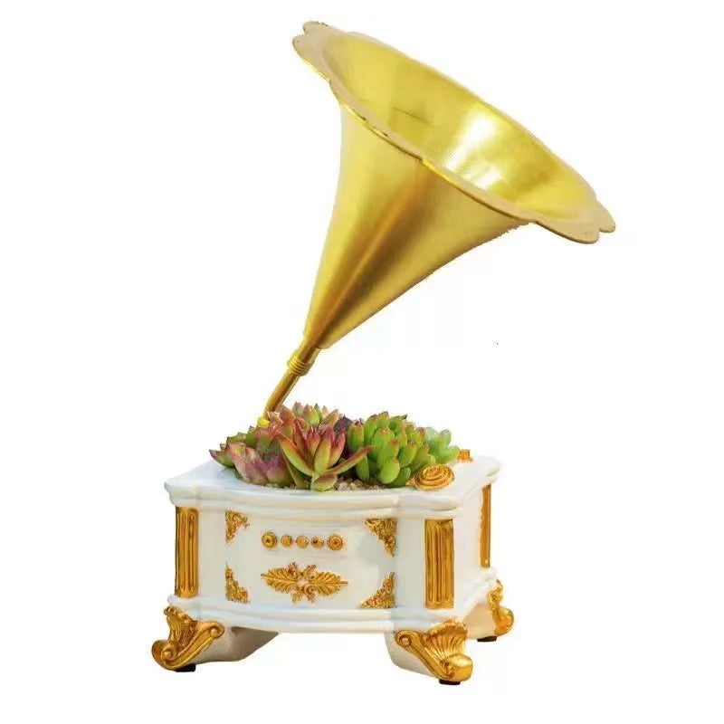 European Style Old Fashioned Phonograph Flower Pot
