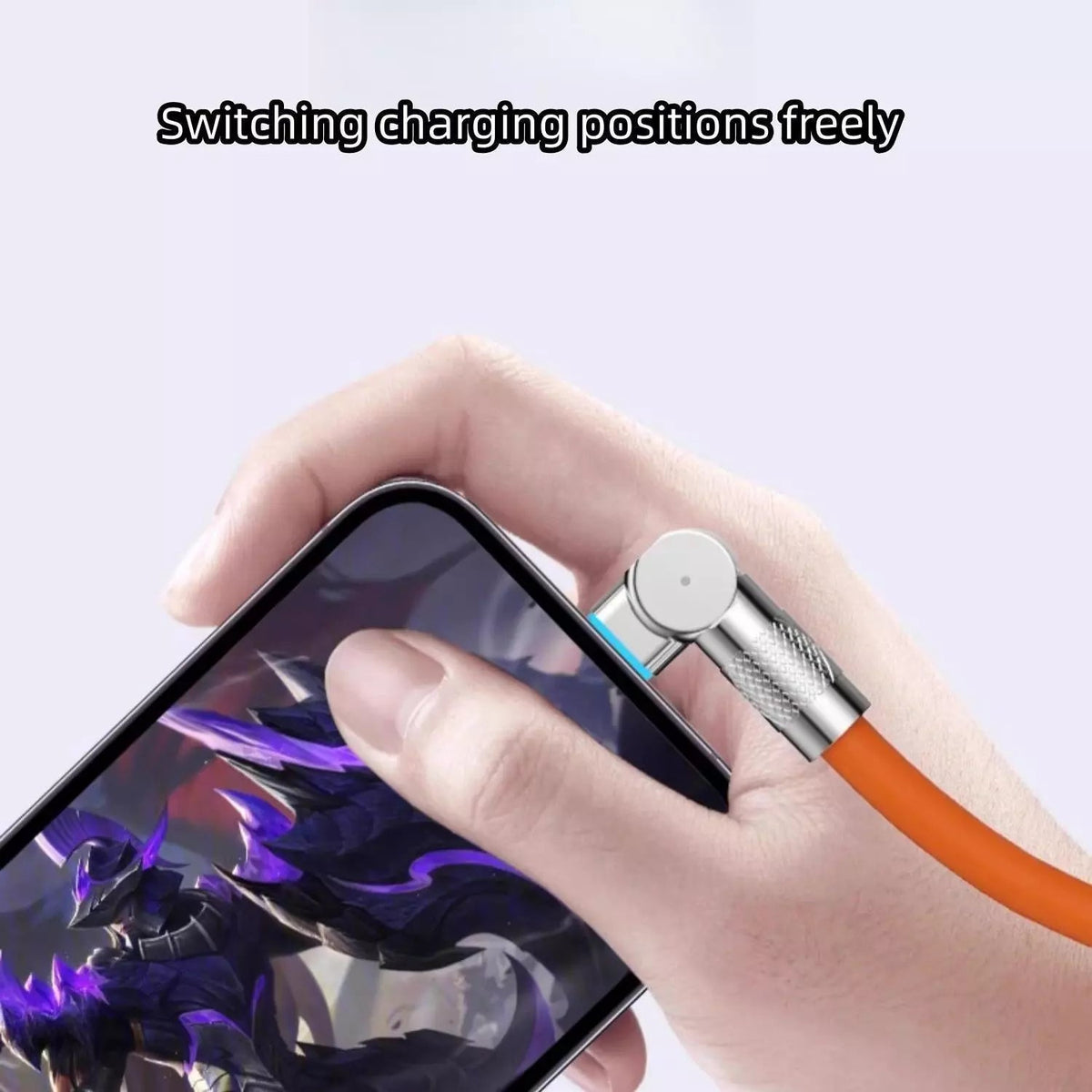 3 in 1 Super Fast Charge Max.120W, Switch Charging Positions Freely, 6ft Thick Silicone Orange Soilphu