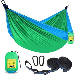SOILPHU Kids Hammock - Kids Camping Gear, Camping Accessories with 2 Tree Straps and Carabiners for Indoor/Outdoor Use, Sapphire Blue & Grass Green