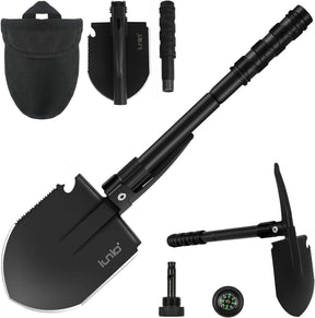 Camping Shovel,Shovel Folding, Portable, Multitool, Foldable Entrenching Tool, Collapsible Spade, for Backpacking, Trenching, Hiking, Survival, Car Emergency (Basic E-Tool)