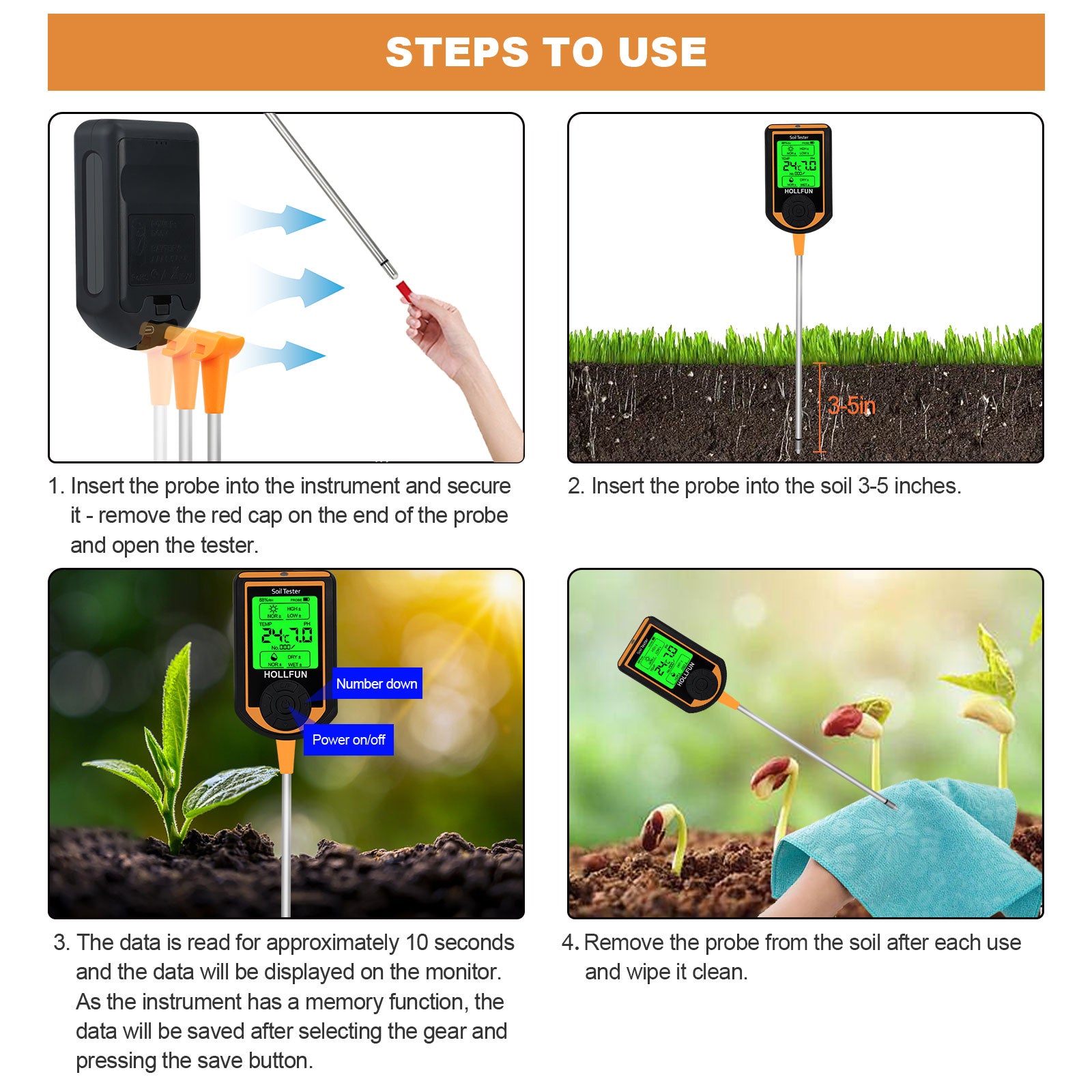 Soil ph tester usage steps