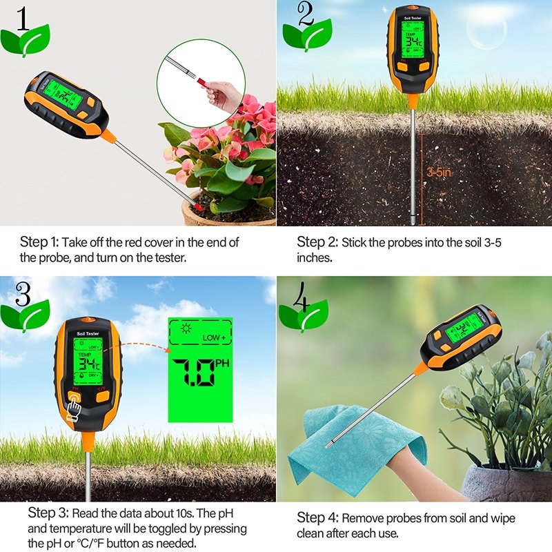 4-in-1 Soil Tester usage steps