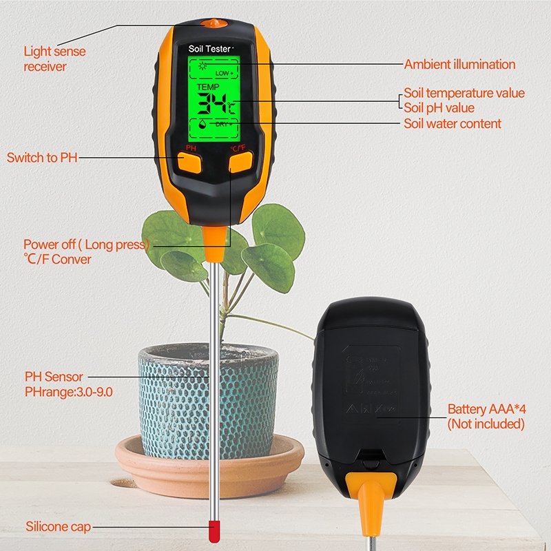 Soilphu digital 4 in 1 soil pH tester, Moisture & temperature for soil
